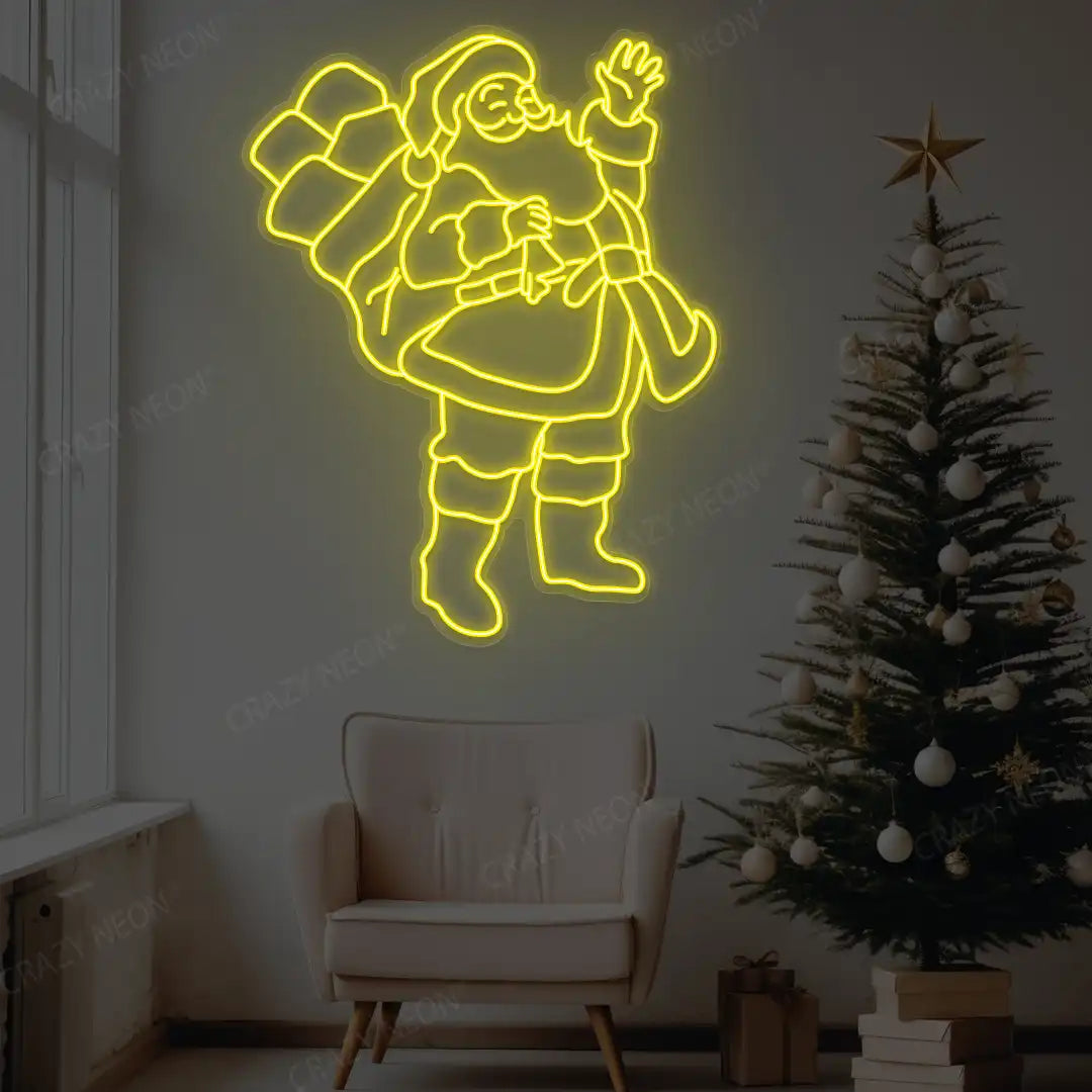 Waving Santa Neon Sign | Yellow