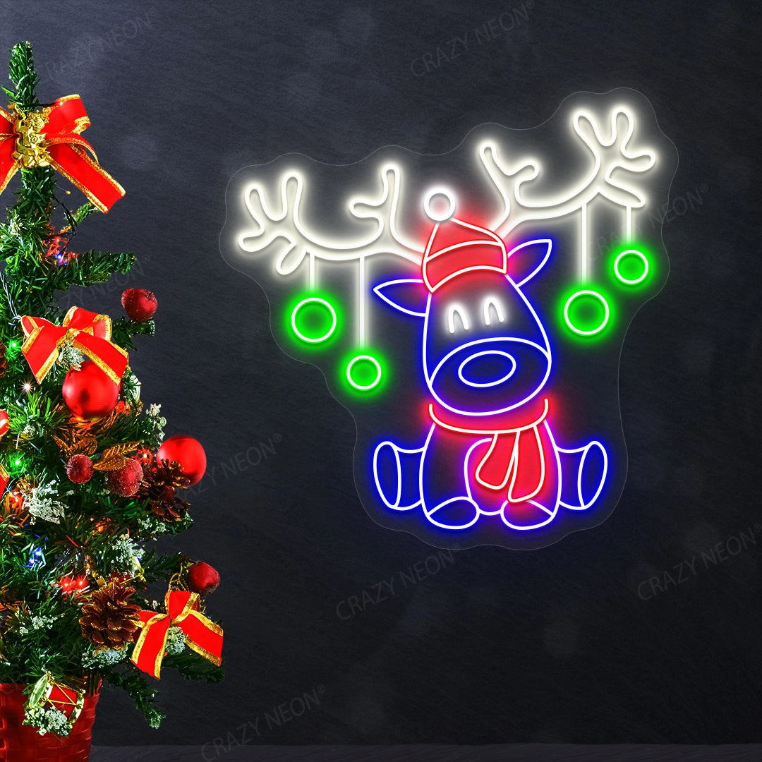 Santa's Reindeer Neon Sign | Blue
