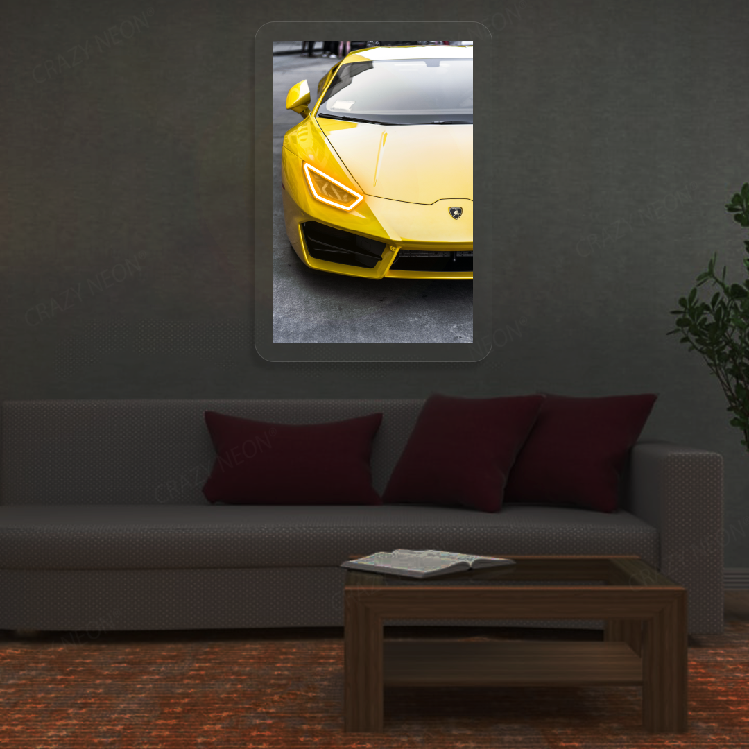 Lambo Huracán Headlight Neon Artwork | Orange