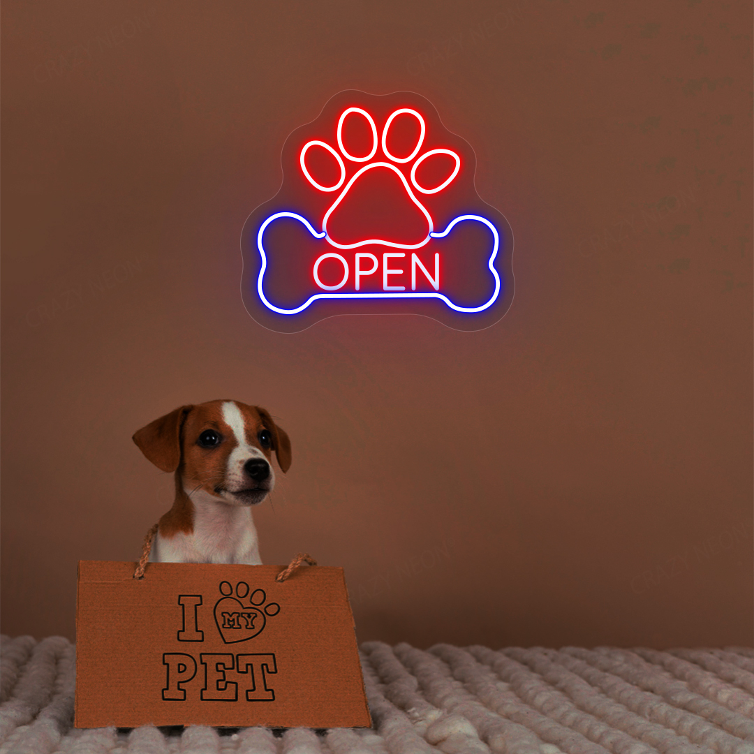 Open Pet Shop Neon Sign | Red