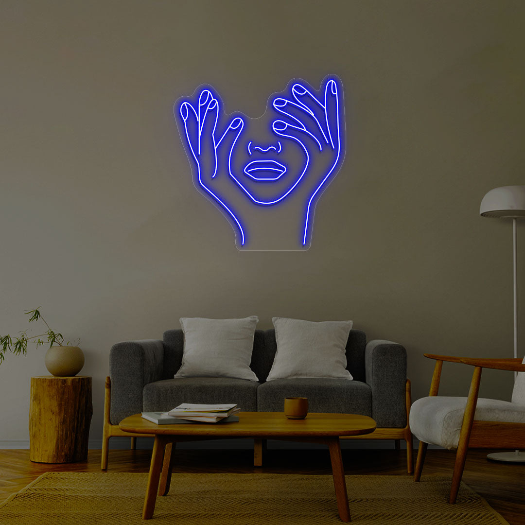 Aesthetic Face Neon Sign | Blue