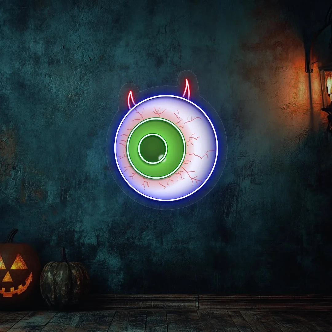 Eyeball Halloween Neon Sign | Blue