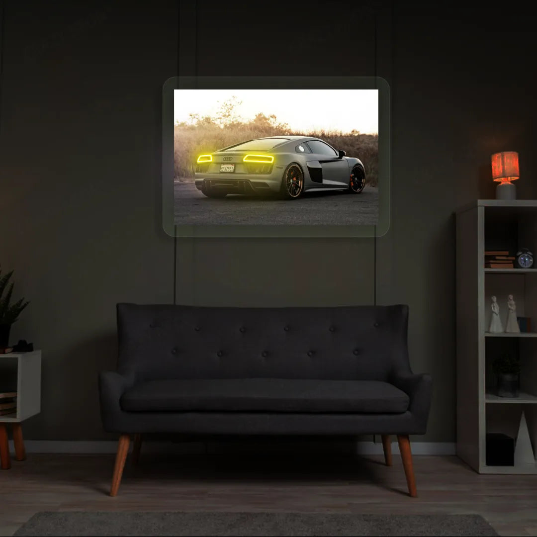 Grey R8 Backlight Neon Artwork | Yellow