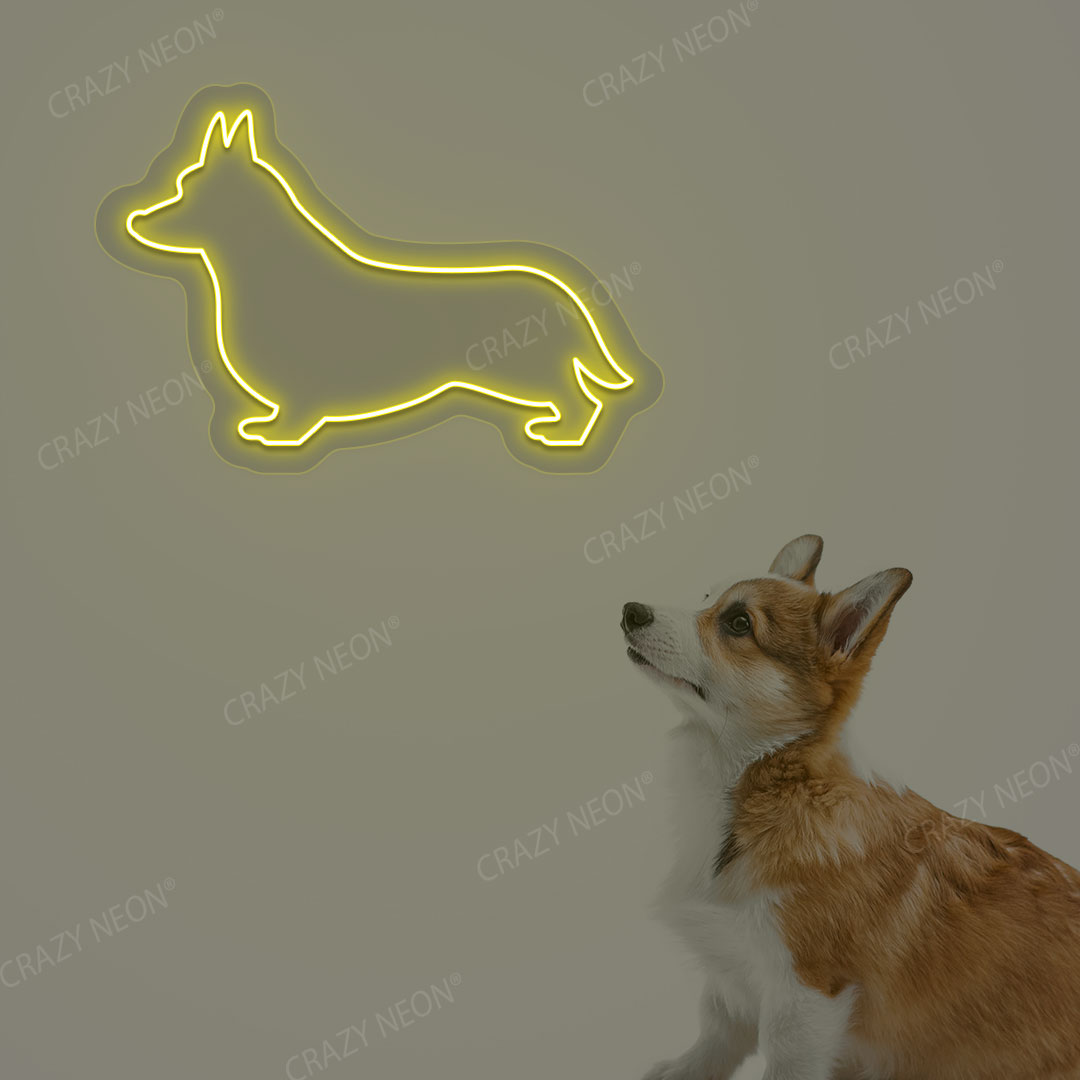 Welsh Corgi Dog Neon Sign | Yellow