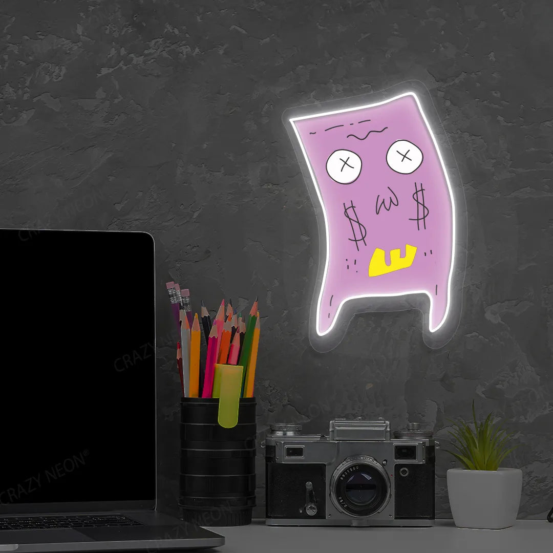 Money Mood Neon Artwork | White