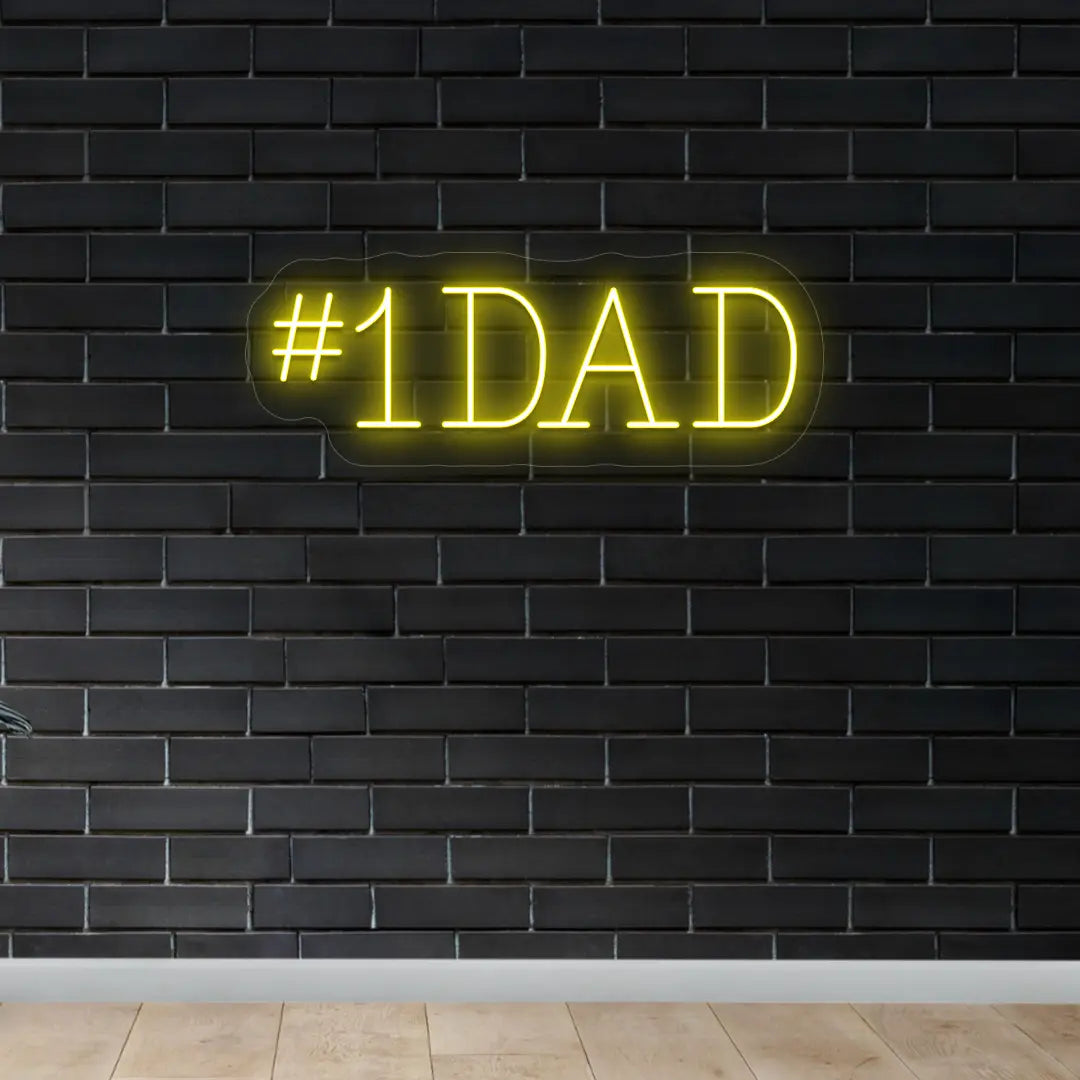 #1 DAD LED Neon Sign | Yellow
