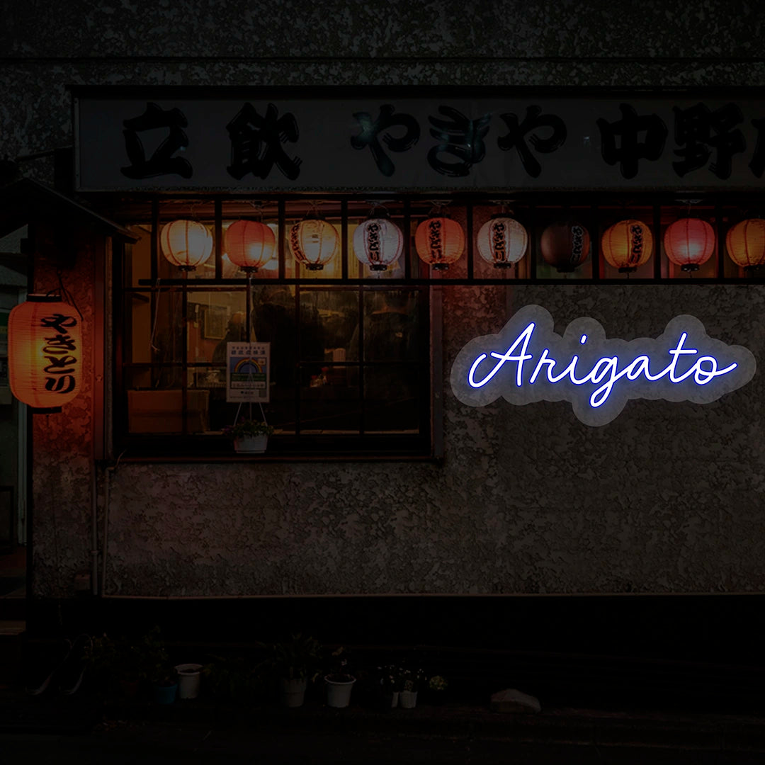 Arigato Neon Sign | Blue