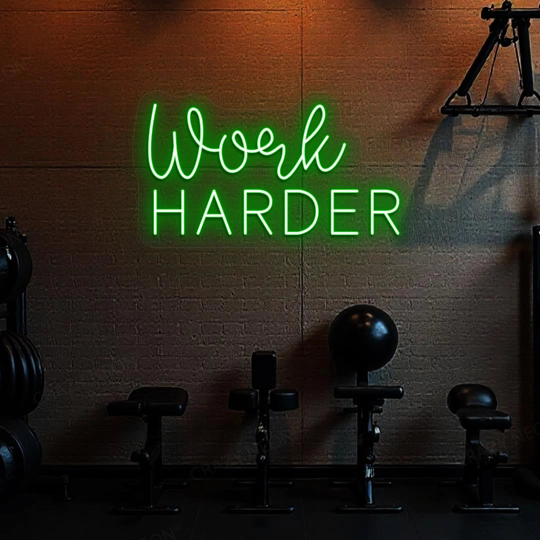 Work Harder Neon Sign | Green
