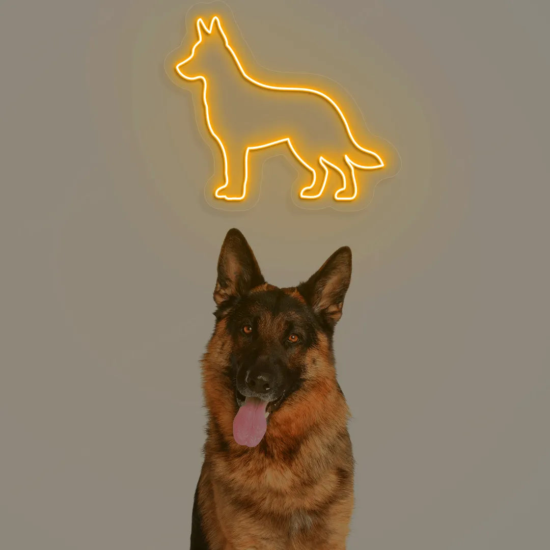 German Shepherd Neon Sign | Orange