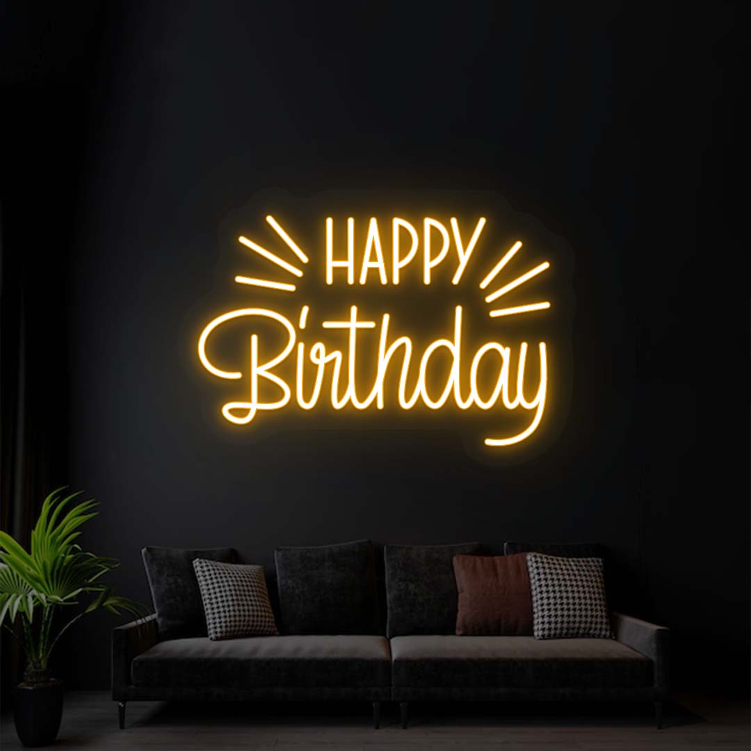 Happy Birthday Neon Sign | Orange