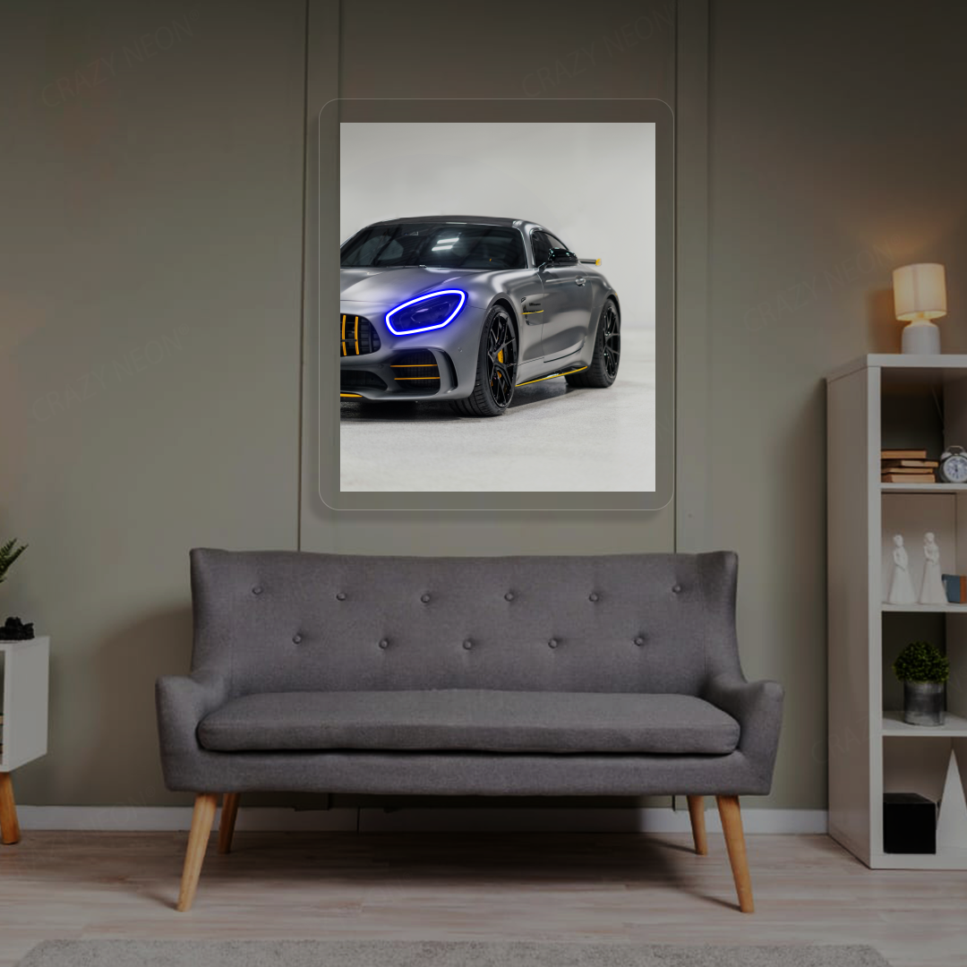 AMG GT Headlight Neon Artwork | Blue