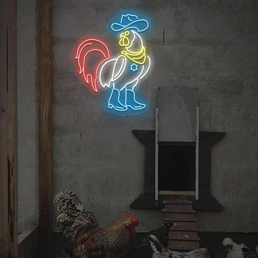 Sheriff Rooster Neon Sign | Iceblue