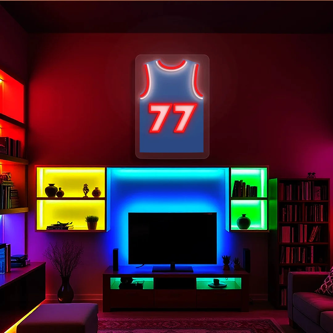Philadelphia Edgecombe 77 Jersey Basketball Neon Artwork