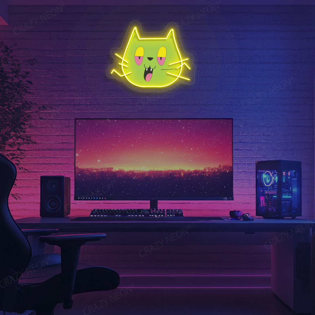 Blunt Cat Neon Artwork | Yellow
