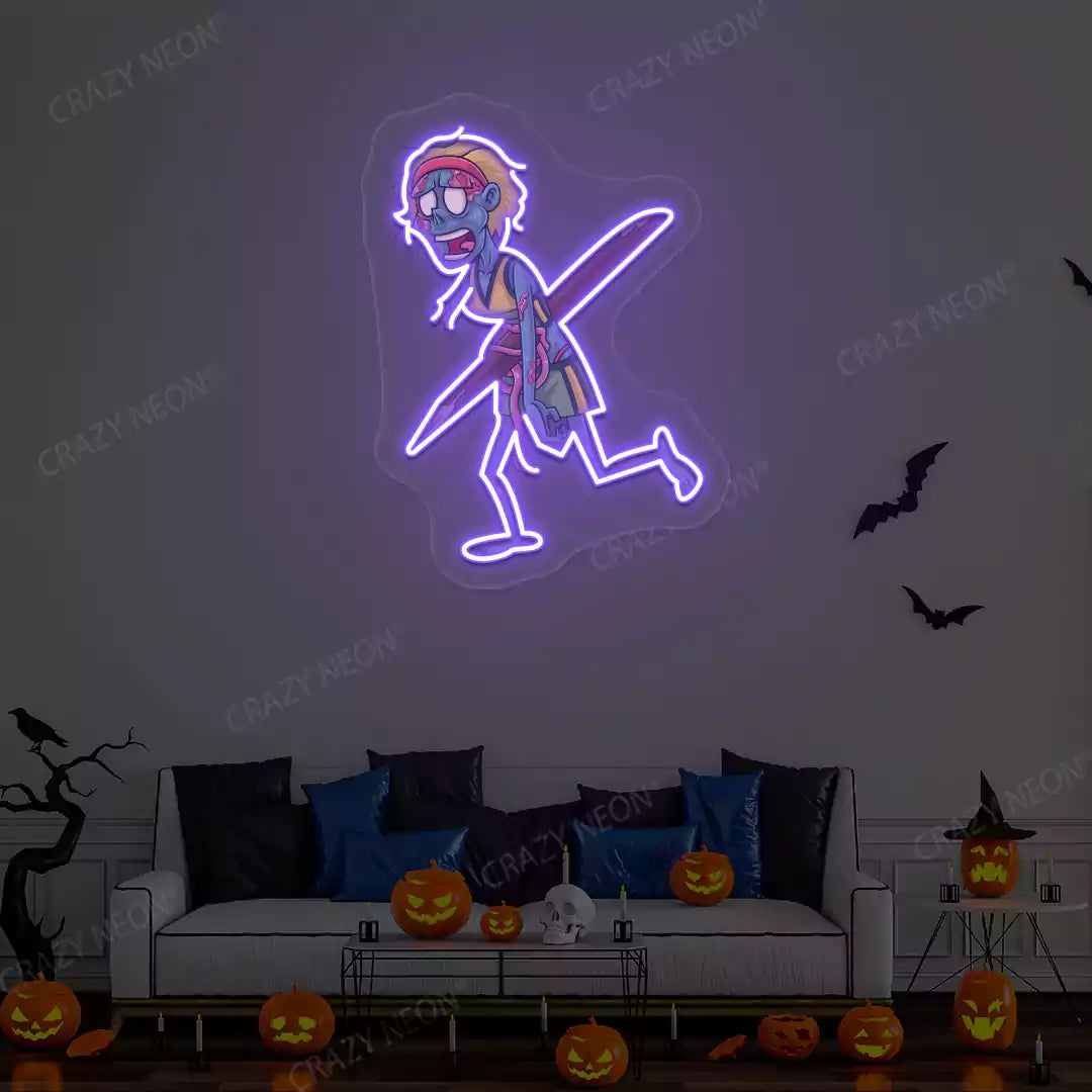 Impaled Zombie Neon Artwork | Purple