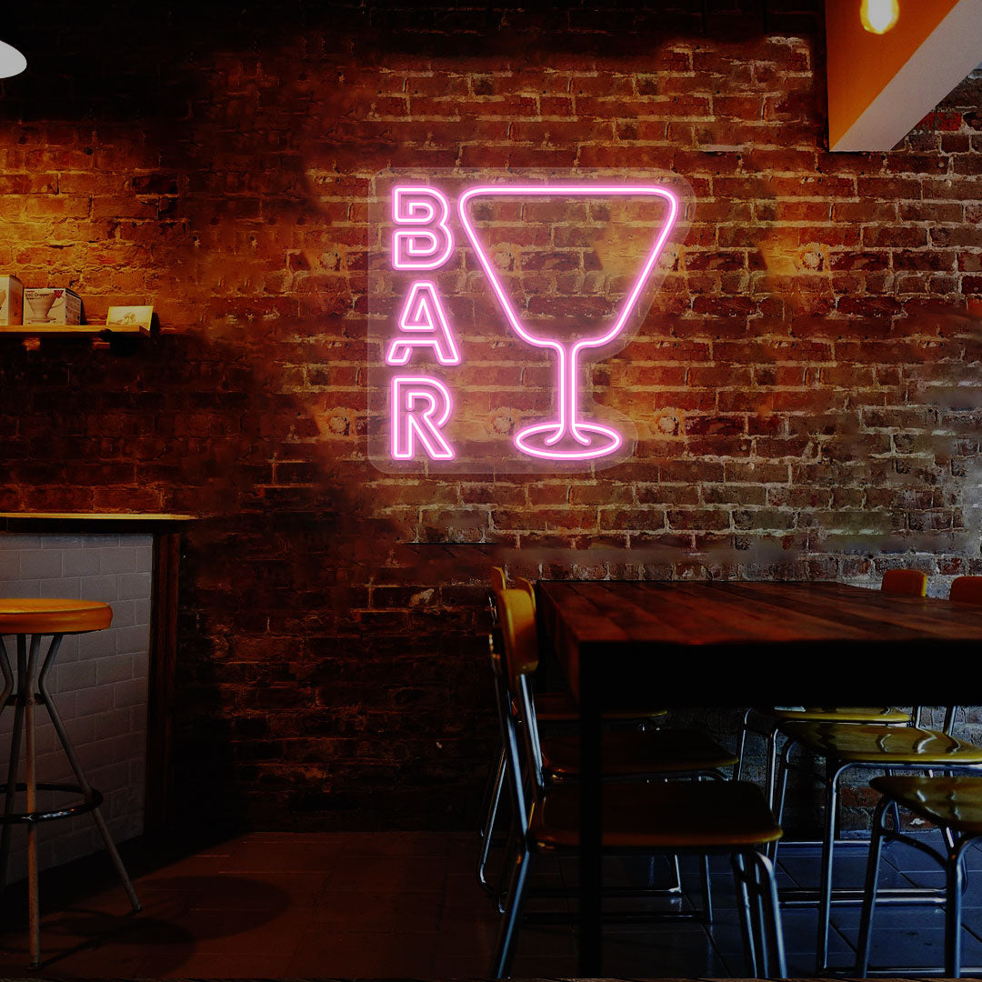 Bar and Glass Neon Sign | Pink