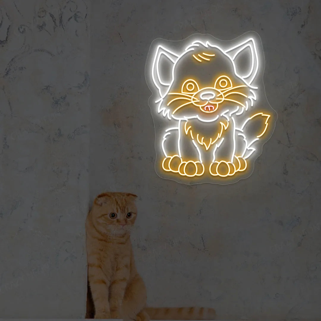 Playful Cat Neon Sign | Orange