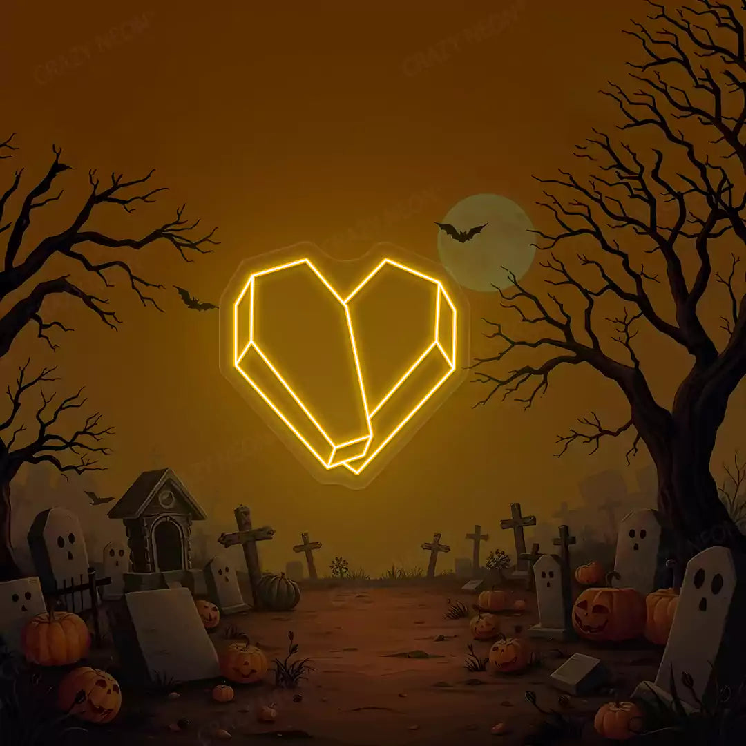 Coffin Heart Neon Sign | Orange