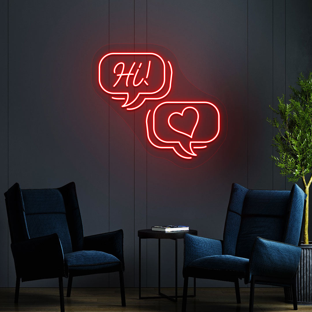 Hi Text Message Neon Sign | red