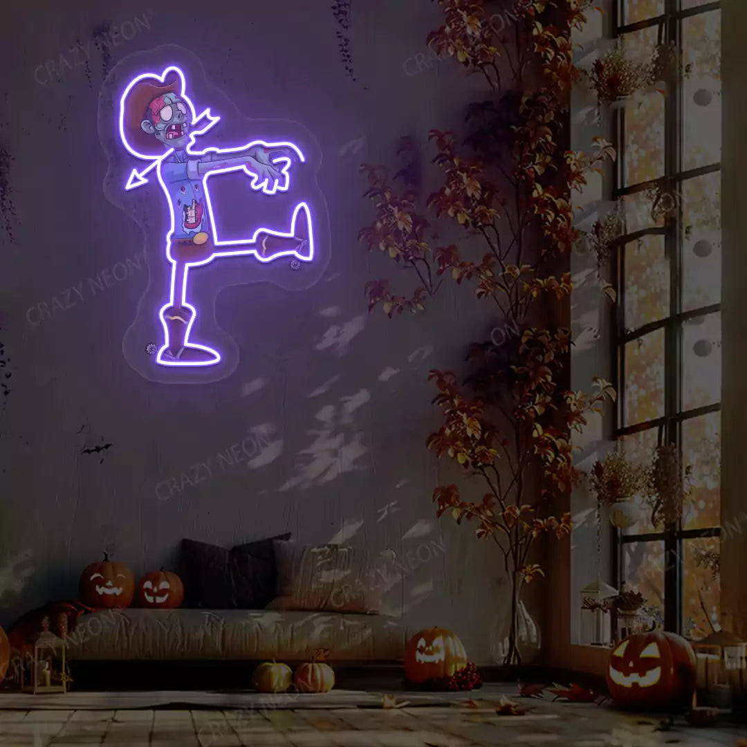 Cowboy Zombie Neon Artwork | Purple