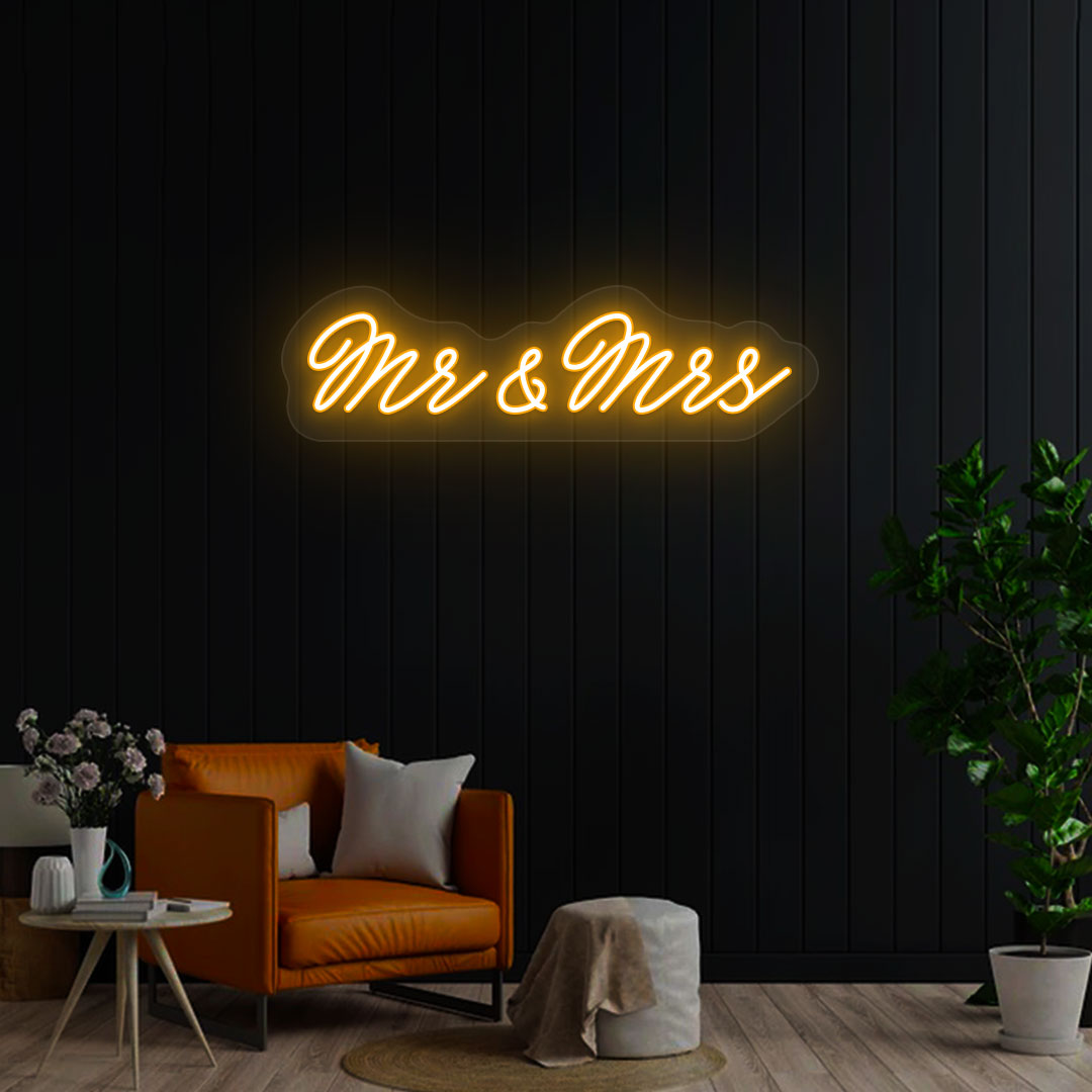 Mr & Mrs Neon Sign | Orange