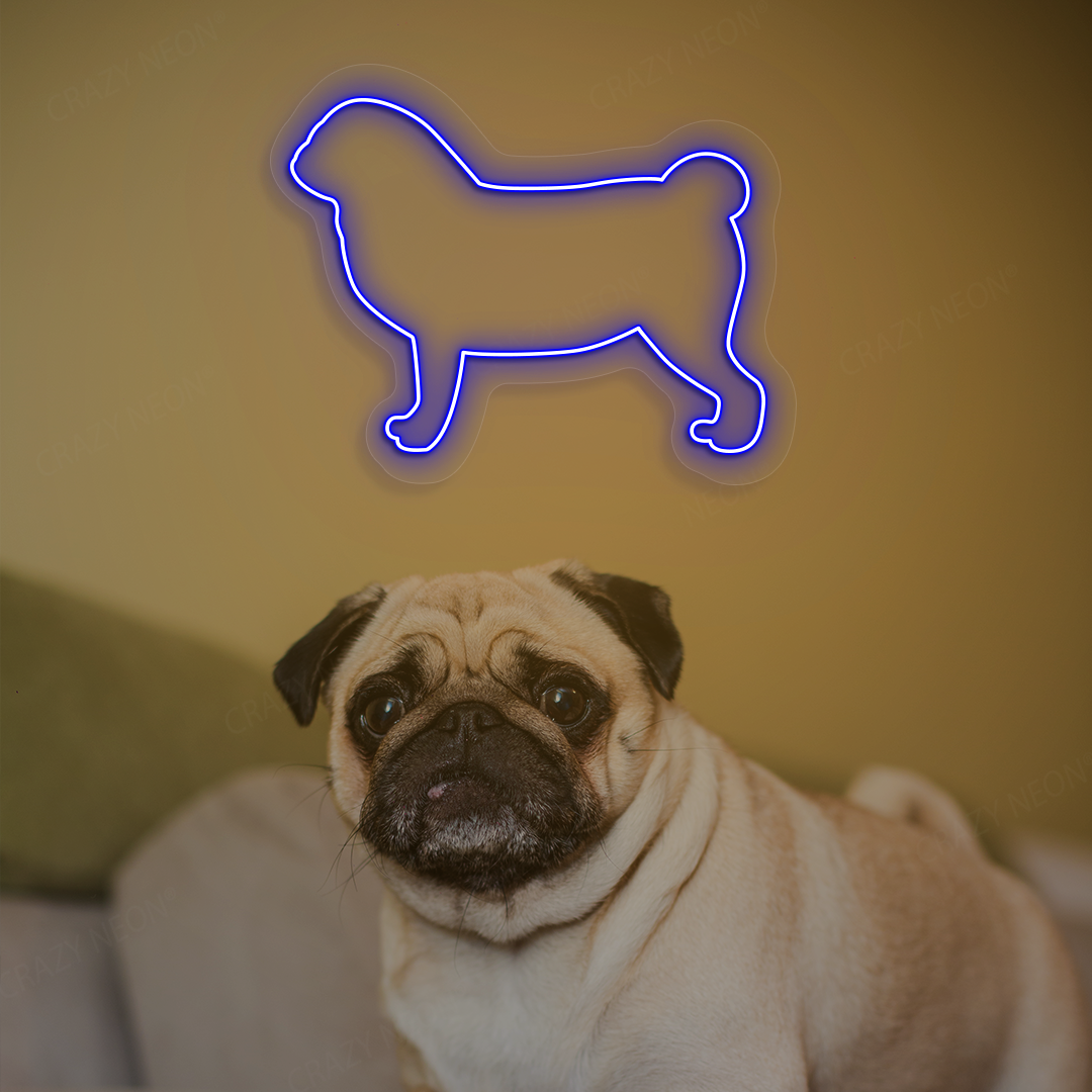 Pug Neon Sign | Blue