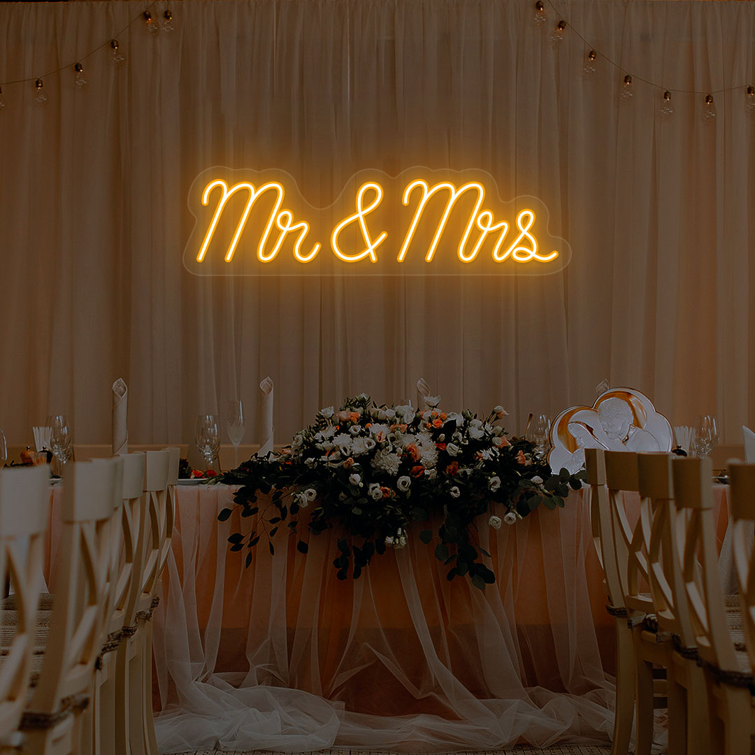 Mr & Mrs Neon Sign | Orange
