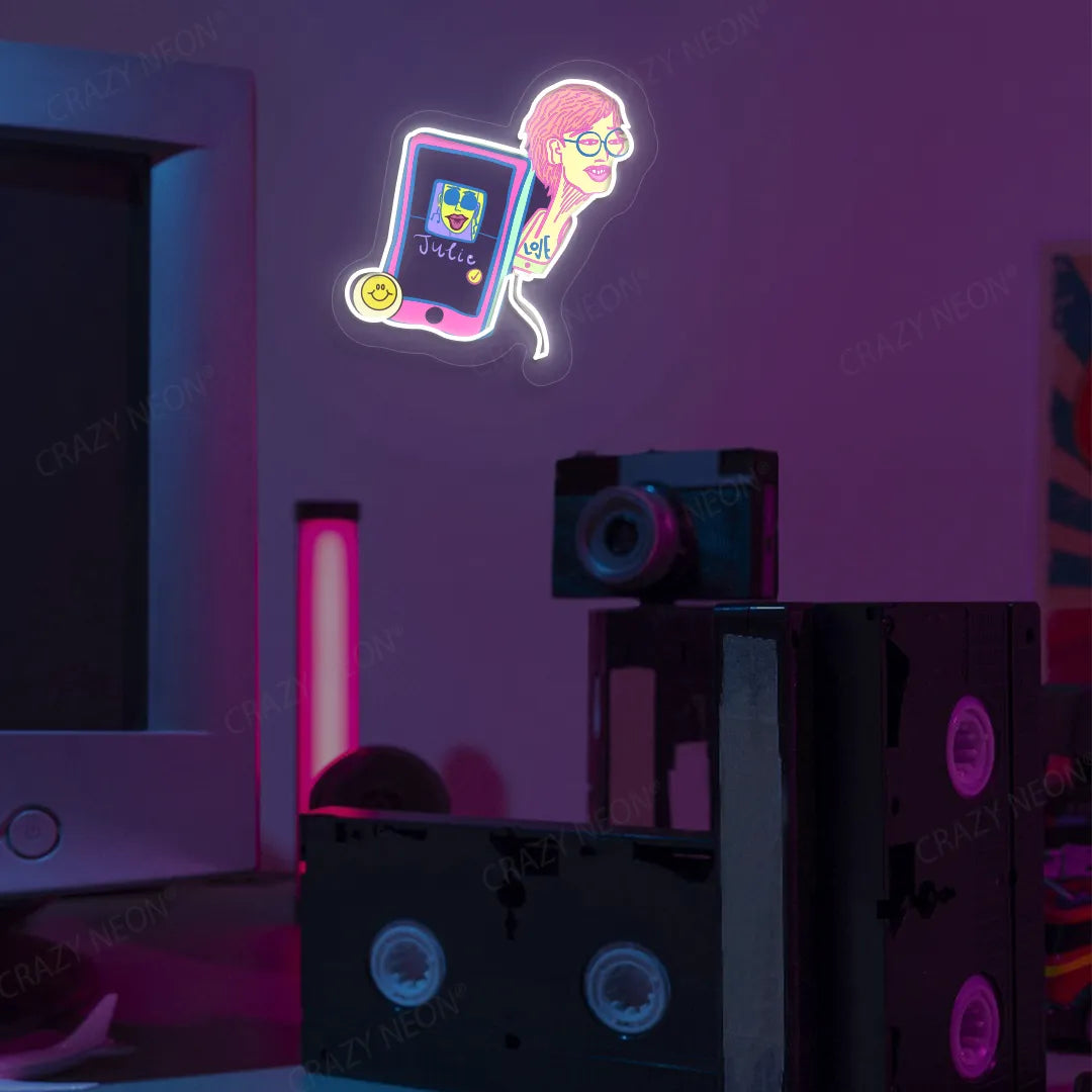 Stream On Air Neon Artwork | White