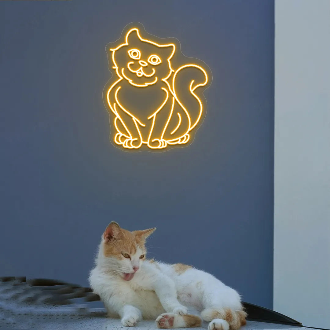 Meowster Cat Neon Sign | Orange