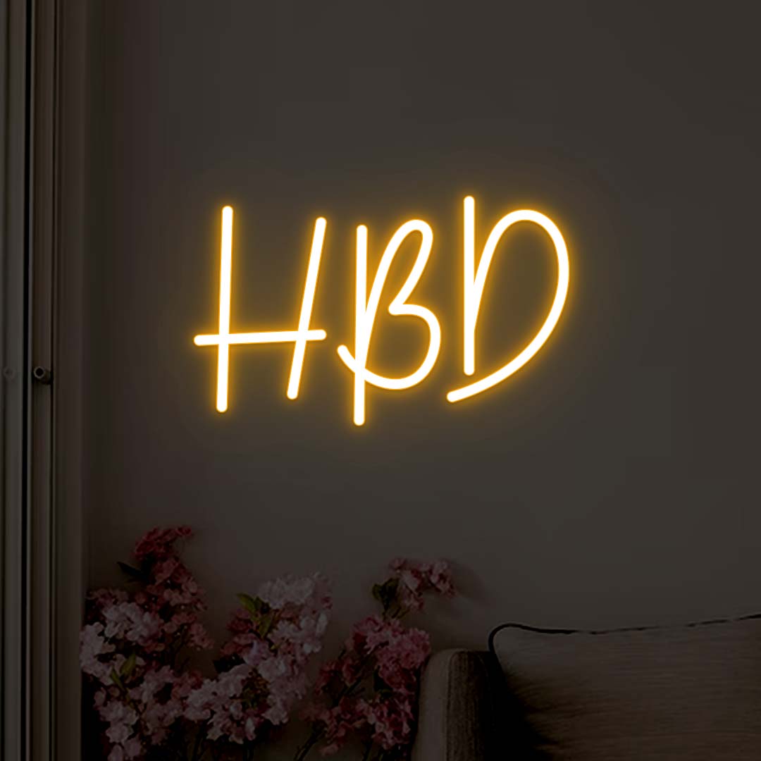 Happy Birthday Neon Sign | Yellow