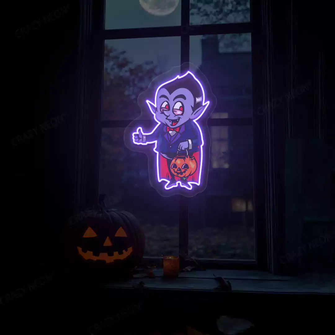 Trick-or-Treat Vampire Neon Artwork | Purple