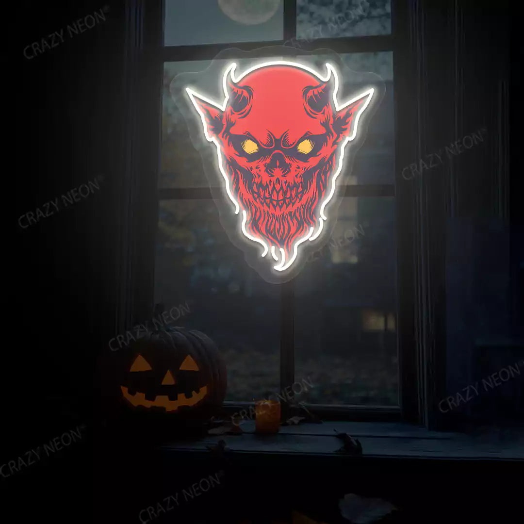 Demon Skull Neon Artwork | Warmwhite