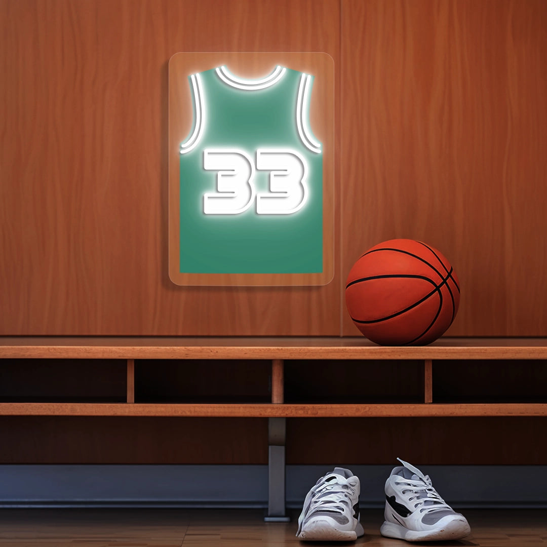Boston Bird 33 Jersey Basketball Neon Artwork