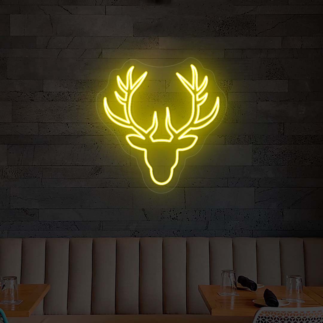 Reindeer Christmas Neon Sign | Yellow