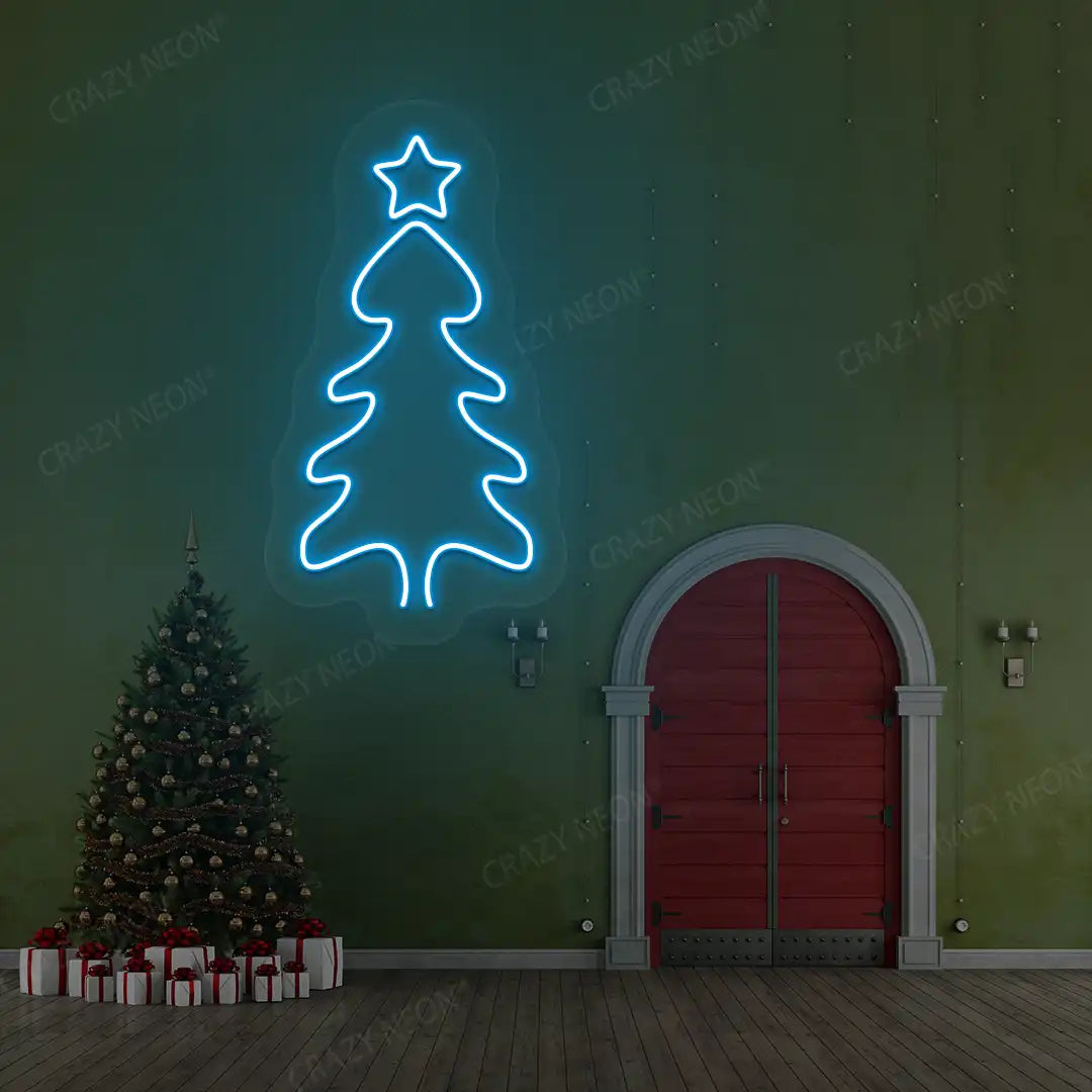 Festive Winter Tree Neon Sign | Iceblue