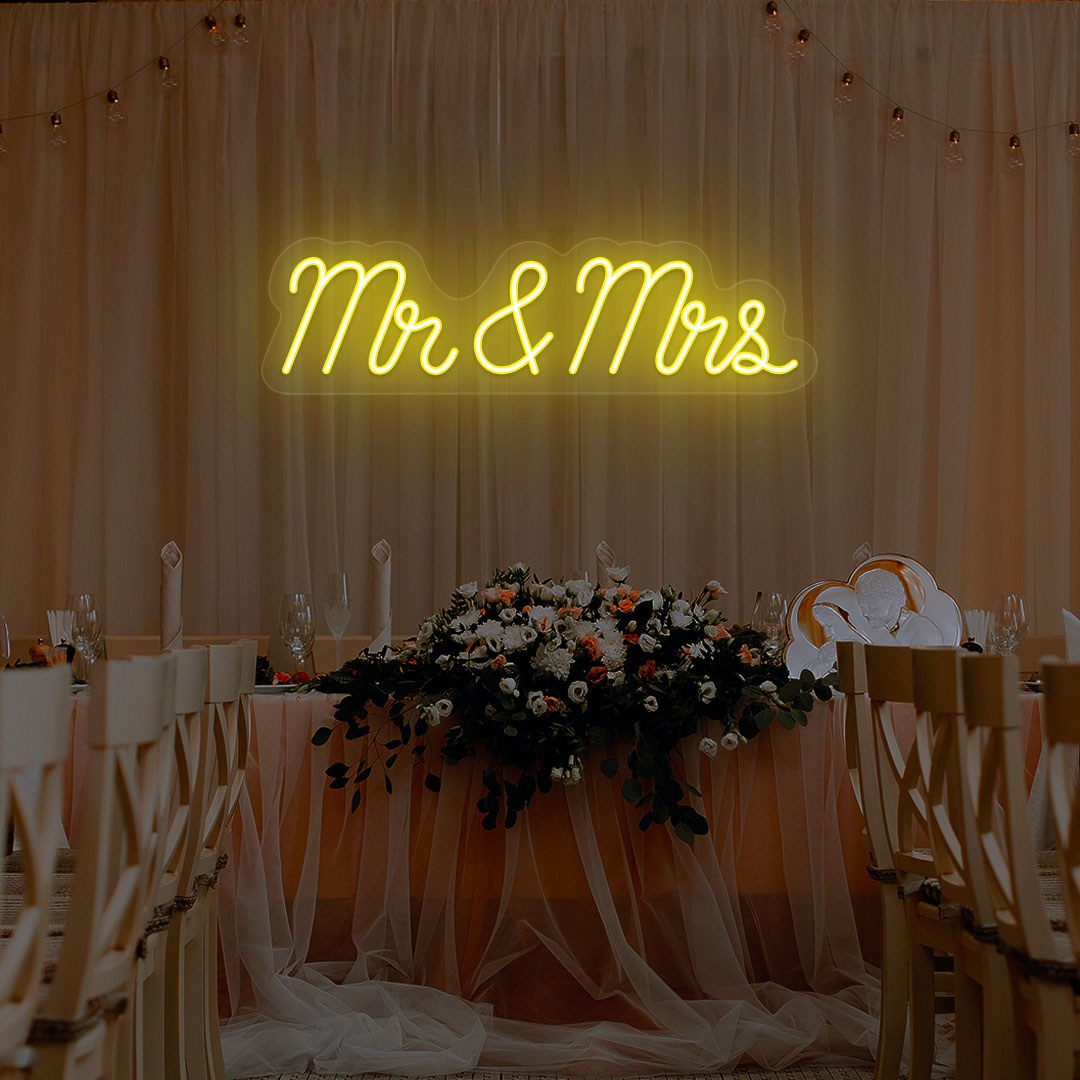 Mr & Mrs Neon Sign | Yellow