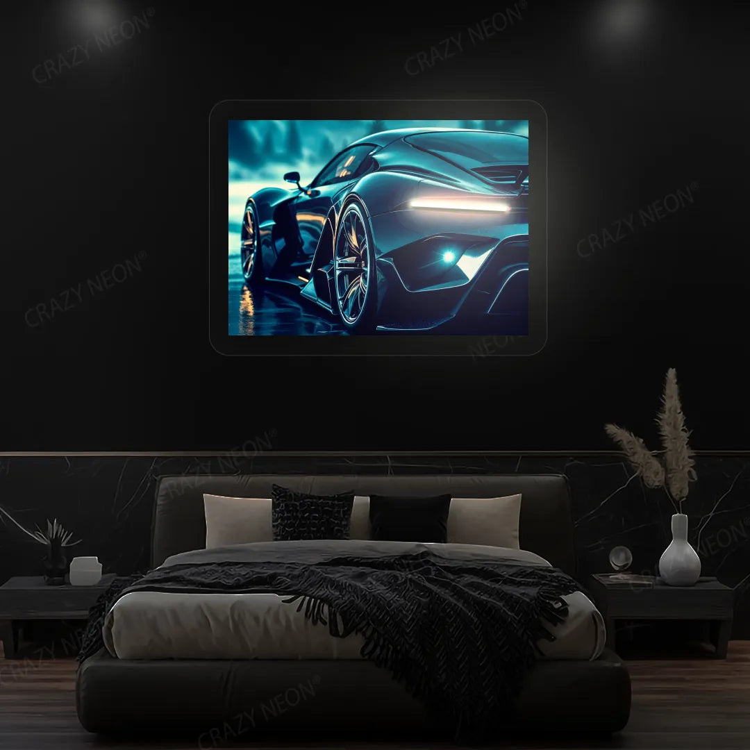 HyperSports Car Backlight Neon Artwork | White