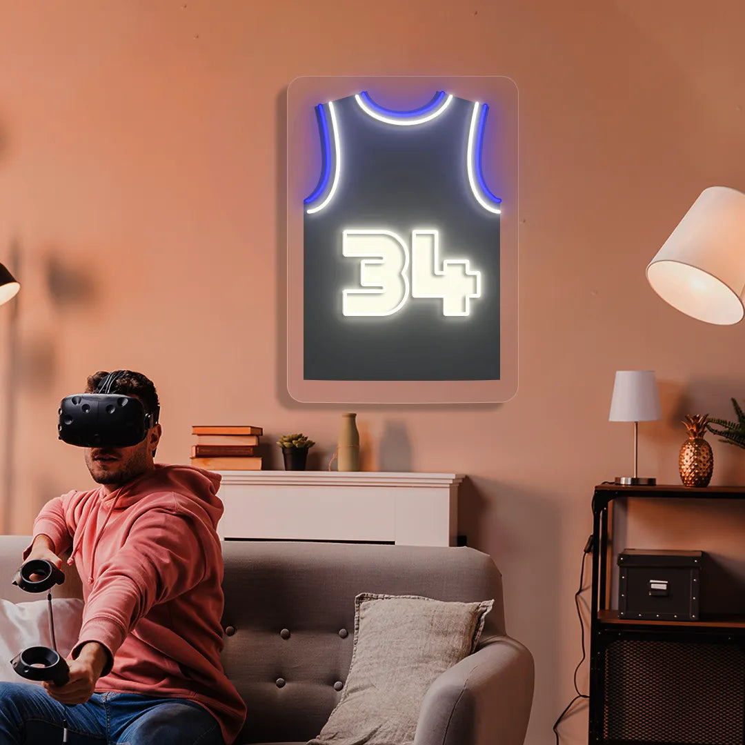 Milwaukees Antetokounmpo 34 Jersey Basketball Neon Artwork