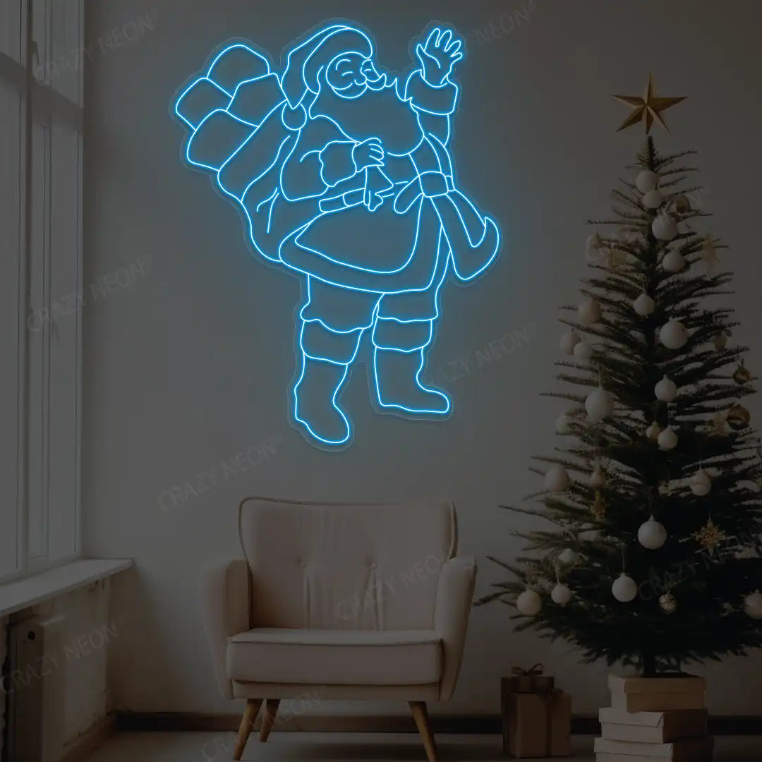 Waving Santa Neon Sign | Iceblue