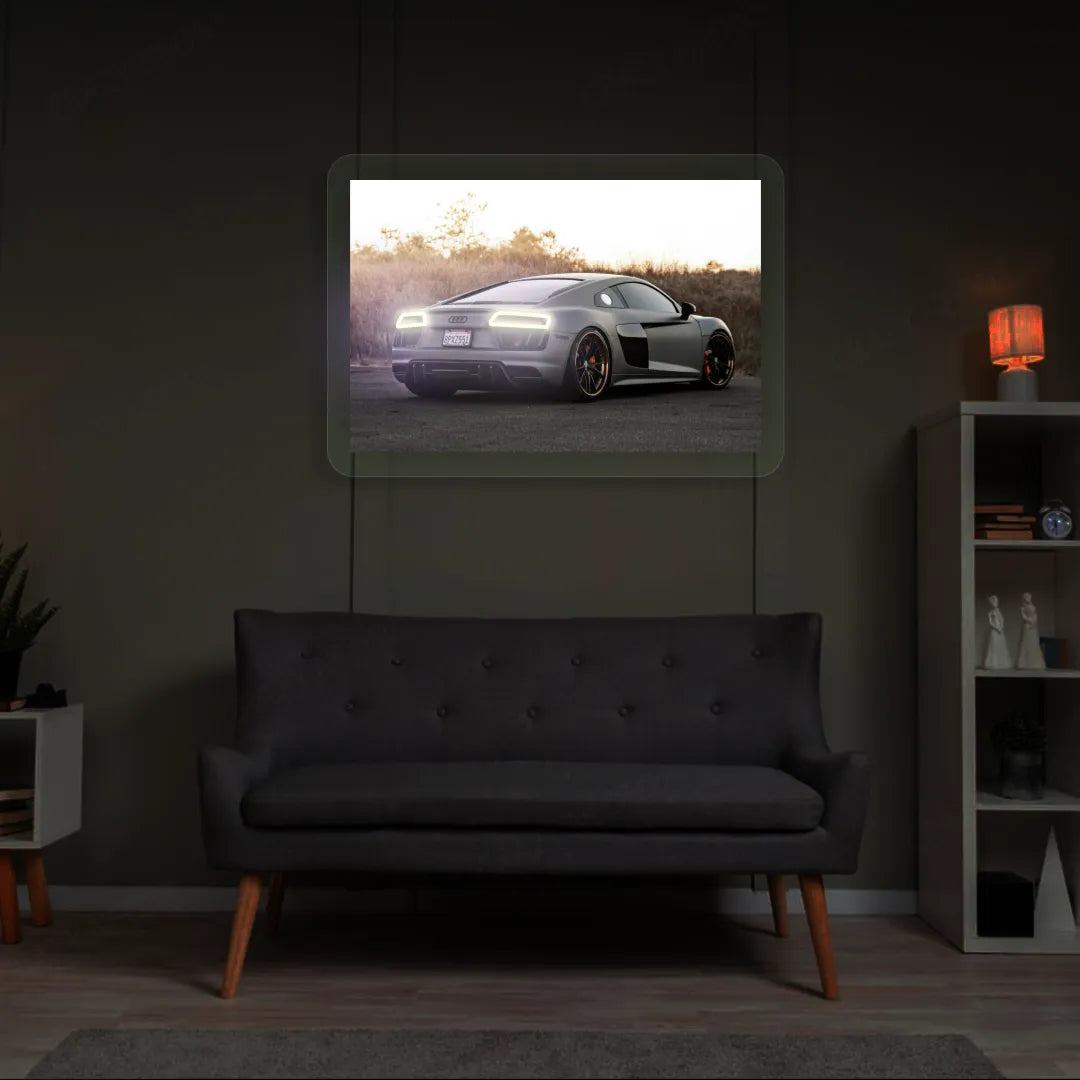 Grey R8 Backlight Neon Artwork | Warmwhite