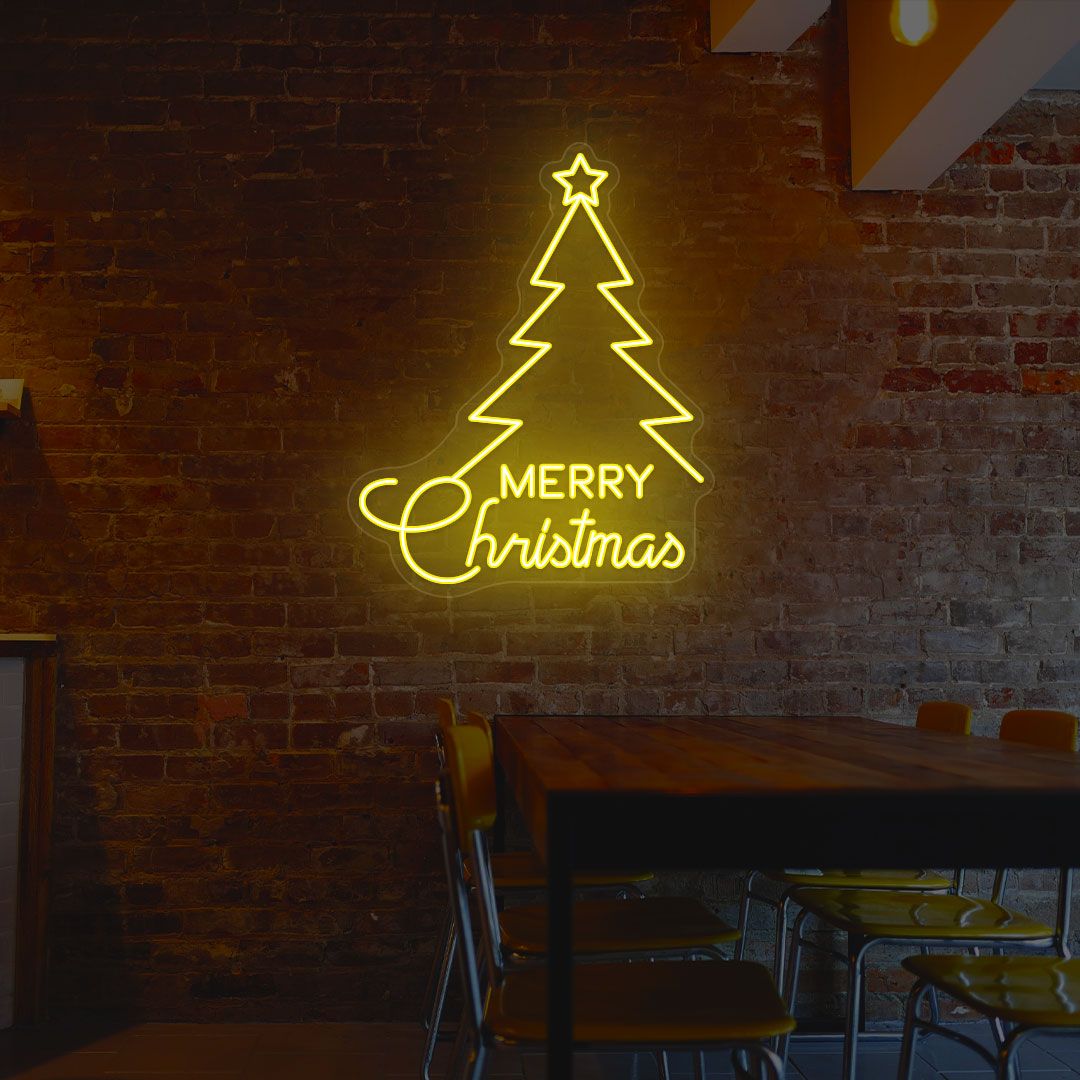 Merry Christmas With Tree Neon Sign