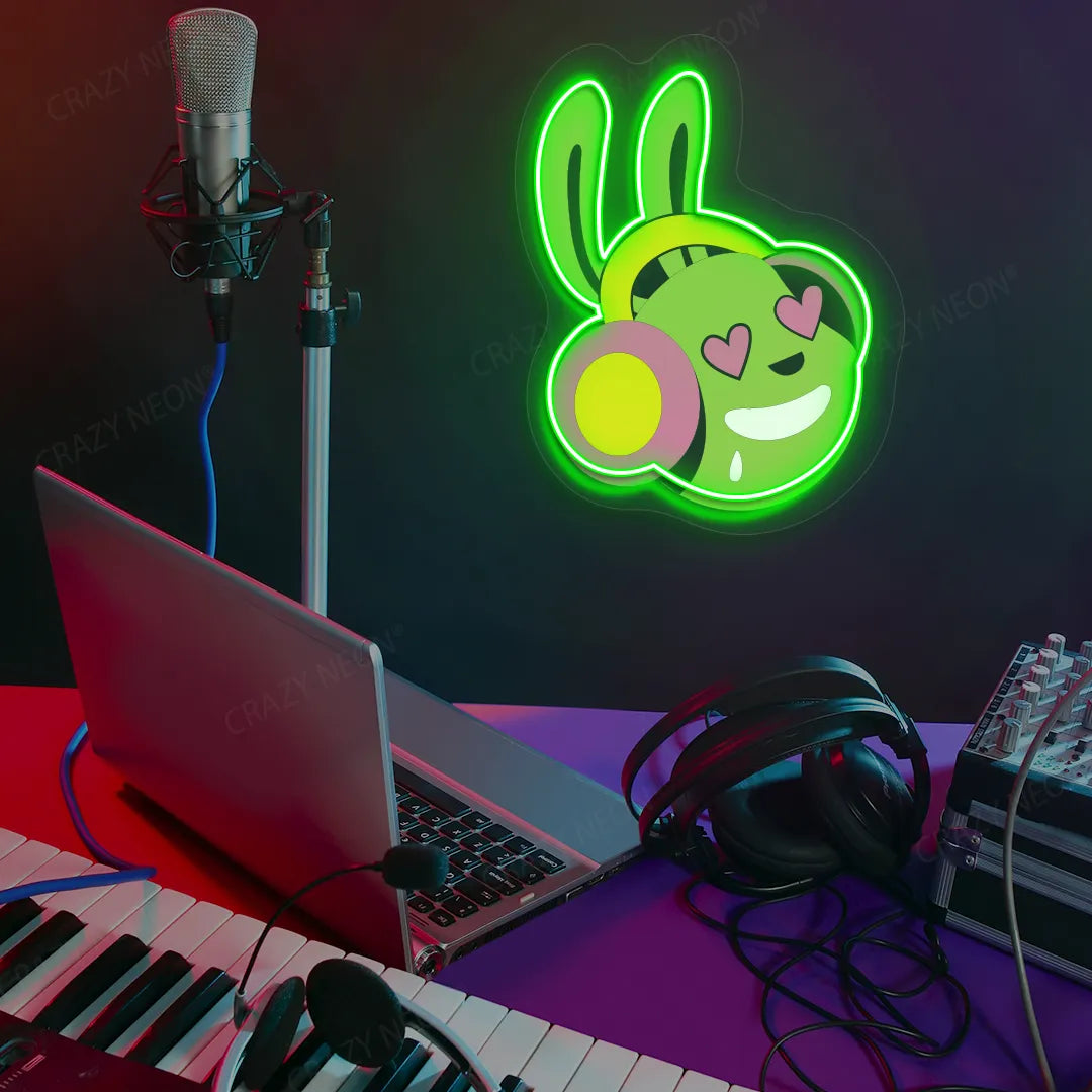 DJ Bunny Neon Artwork | Green