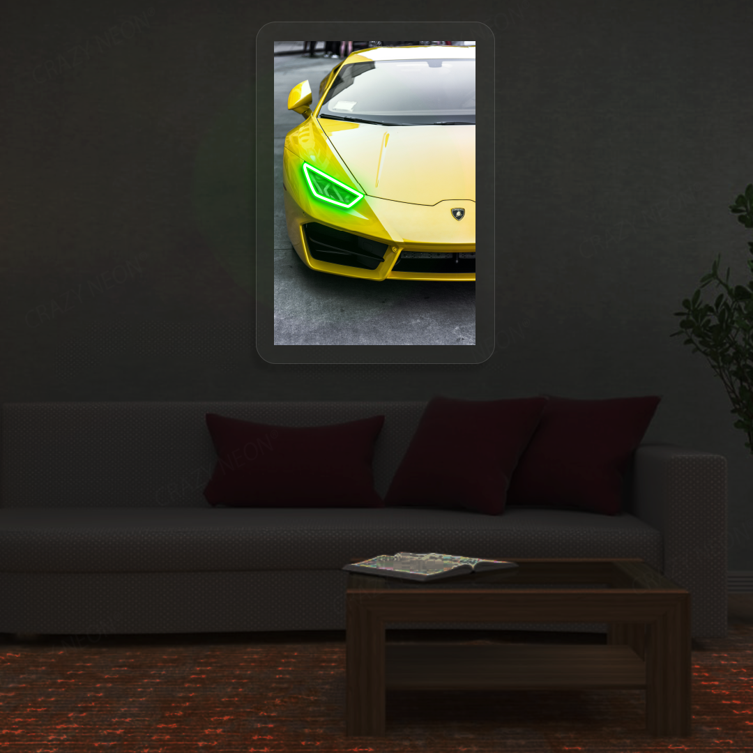 Lambo Huracán Headlight Neon Artwork | Green
