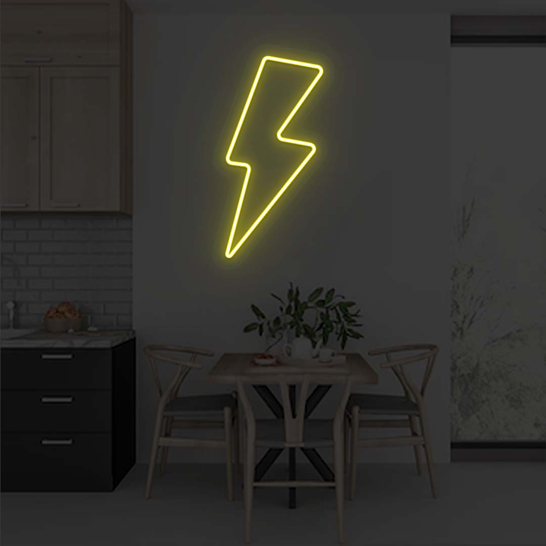 Lightning Bolt Neon Sign | Yellow