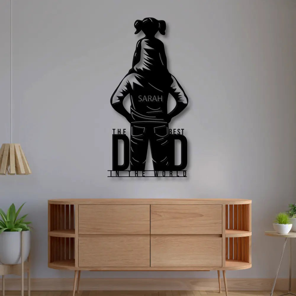 The Best Dad In The World metal monogram sign in black colour