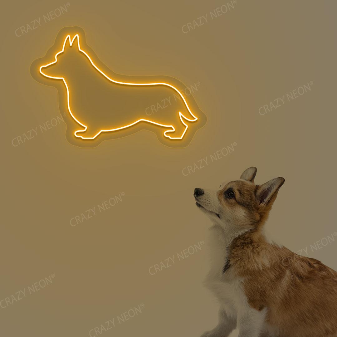 Welsh Corgi Dog Neon Sign | Orange