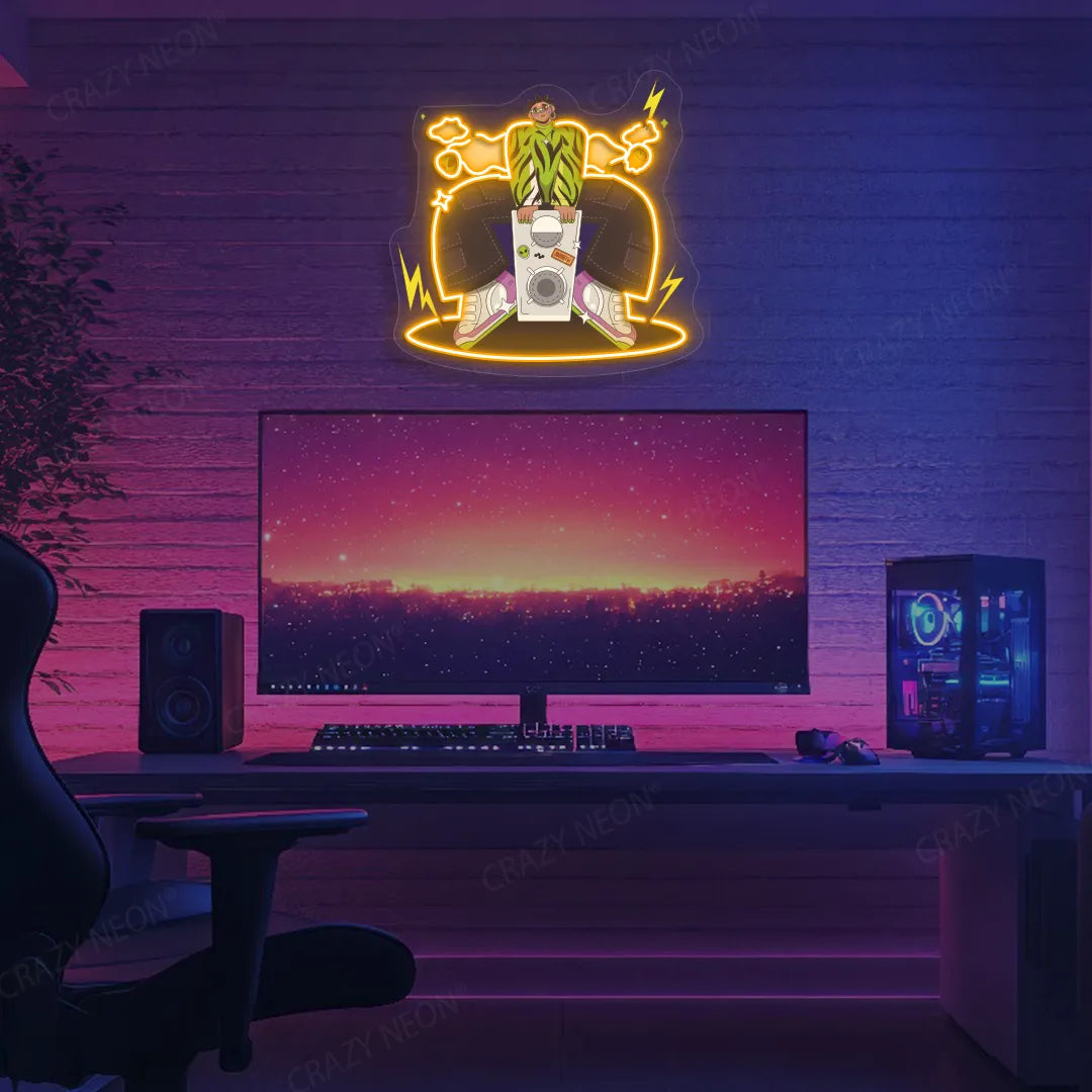 Boombox Vibe Neon Artwork | Orange
