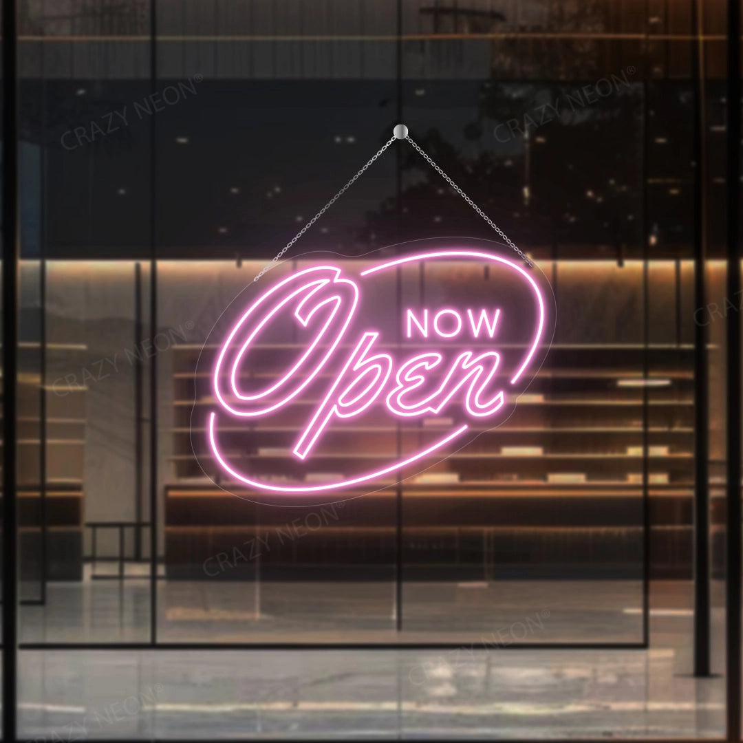 Now Open Neon Sign | Pink