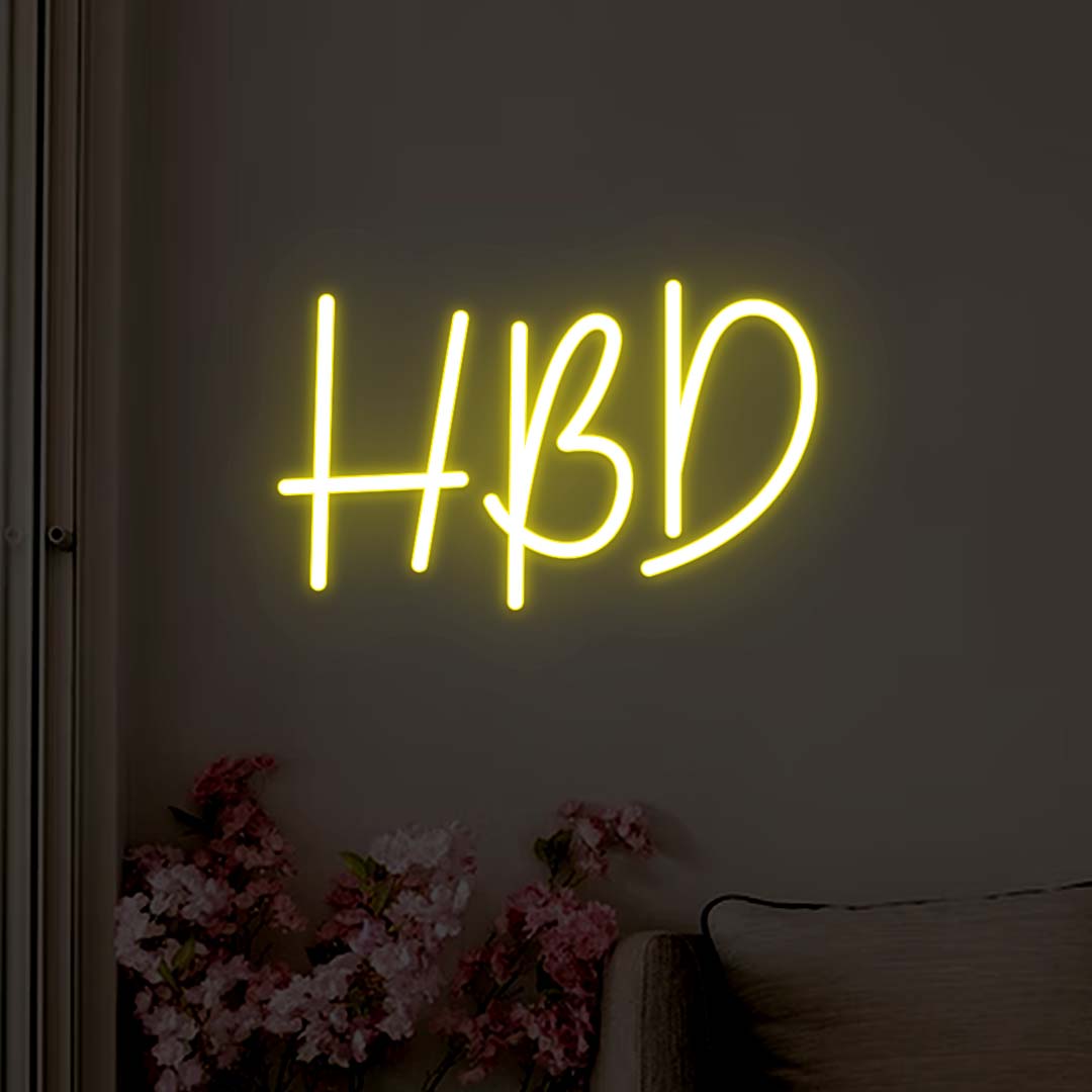 Happy Birthday Neon Sign | Yellow