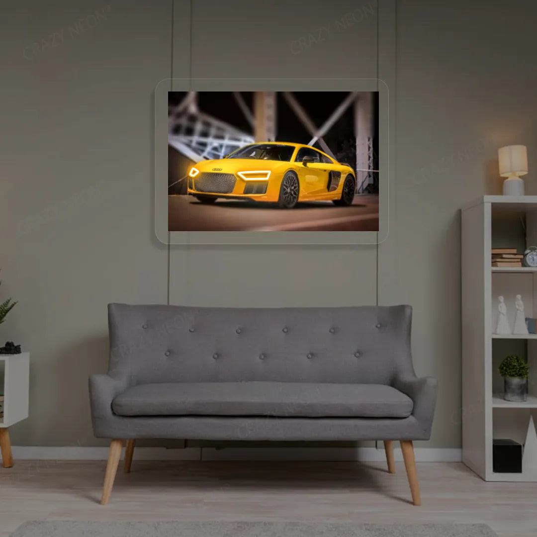 Yellow R8 Headlight Neon Artwork | Orange